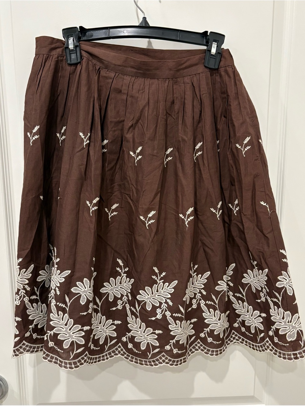 Cottagecore Vtg Y2K Isaac Mizrahi for Target Brown Embroidered Eyelet Midi Skirt